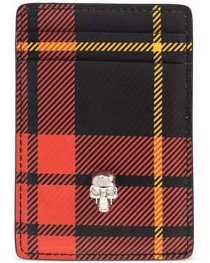 McQueen Tartan-Pattern Magnetic Cardholder - Red