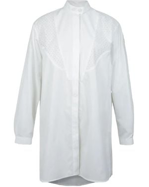 Moncler Broderie-Anglaise Bib-Detail Shirt - White
