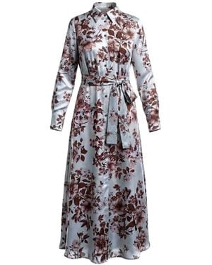 Marella Floral-Print Belted Shirt Maxi Dress - White