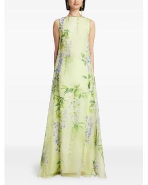 LEO LIN Yumei Floral-Print Crystal-Embellished Maxi Dress - Green