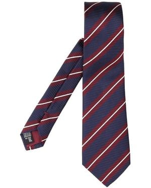 Giorgio Armani Regimental Diagonal-Stripe Logo-Embroidered Tie - Purple