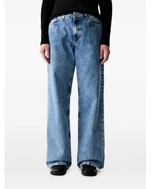 KARL LAGERFELD Logo-Patch Wide-Leg Jeans - Blue