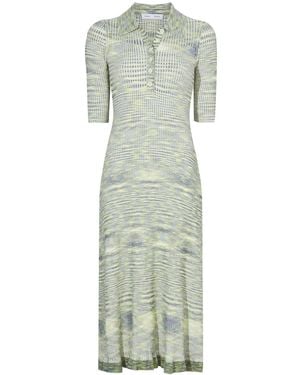 Proenza Schouler Space Dye Ribbed-Knit Polo Dress - Green