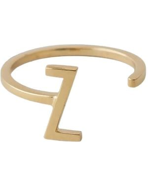 Design Letters Anillo Abierto Con Detalle De Letra - Metálico