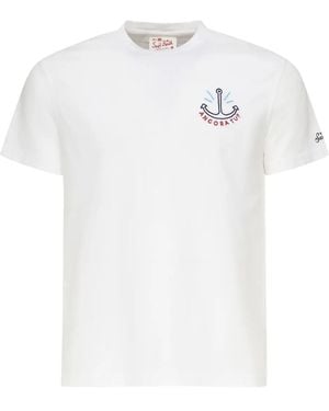 Mc2 Saint Barth Anchor-Embellished Cotton T-Shirt - White