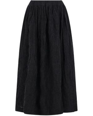 Daniela Gregis Crinkled Wool Midi Skirt - Black