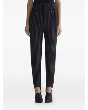 Mugler Pinstriped Slit Hem Pants - Black