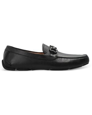 Ferragamo Gancini Ornament Driver Loafers - Black
