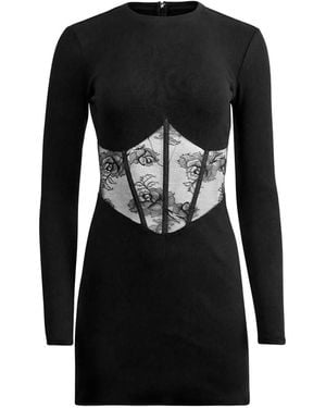 Fleur du Mal Bouquet-Lace Boned Midi Dress - Black