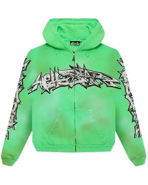 HELLSTAR Sudadera Con Motivo De Grafiti Y Capucha - Verde