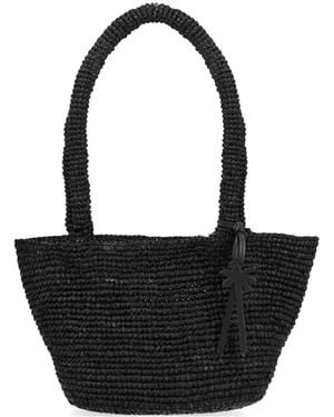 Manebí Palm Raffia Shoulder Bag - Black