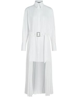 Karl Lagerfeld Pleated Belted Shirt Dress - White
