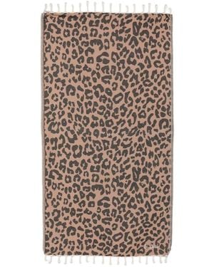 MC2 Saint Barth Foutas Leopard-Print Fringed Beach Towel - Natural