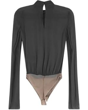 Elisabetta Franchi Tone Hardware Pleated Bodysuit - Black