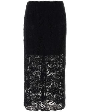 LE SULLY STUDIO Floral-Lace Midi Skirt - Black
