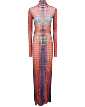 Jean Paul Gaultier "Re-Edition: Long Dress" High Neck With Long Sleev - Red