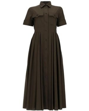 Fay Pleated-Design Short-Sleeve Dress - Black