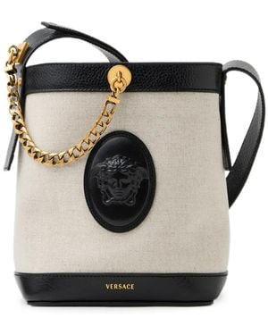 Versace Pivot Mini Canvas Bucket Bag - Nero
