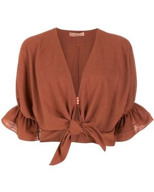Clube Bossa Rubin Tie-Front Blouse - Brown