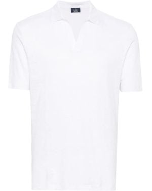 Barba Napoli V-Neck Linen Polo Shirt - White