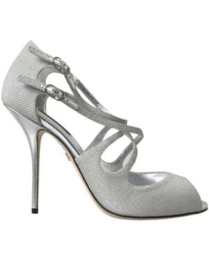 Dolce & Gabbana Glitter-Effect Crisscross Sandals - White