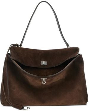 Balenciaga Large Rodeo Suede Tote Bag - Brown