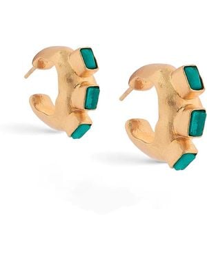 FENOMENA Emerald Hoop Earrings - Metallic