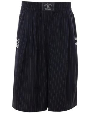 adidas X Willy Chavarria.Pinstripe-Pattern Side-Stripe Shorts - Blue