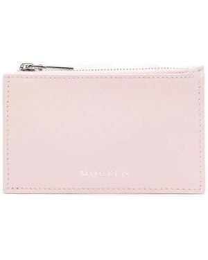 McQueen Zip-Top Calfskin Wallet - Pink