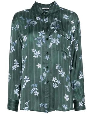 Liu Jo Floral-Print Striped Shirt - Green