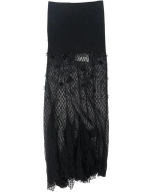 Isabel Marant Bead-Embellished Lace-Panel Maxi Skirt - Black