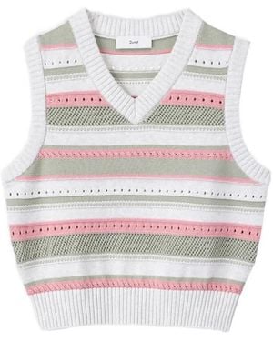 DUNST Striped Knitted Vest - White