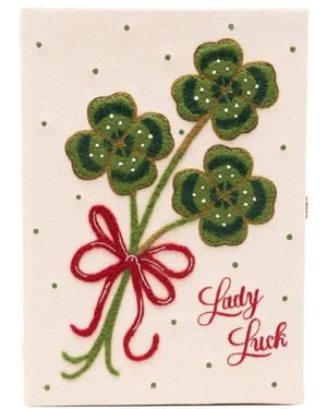 Olympia Le-Tan Lady Luck Clutch Mit Stickerei - Natur