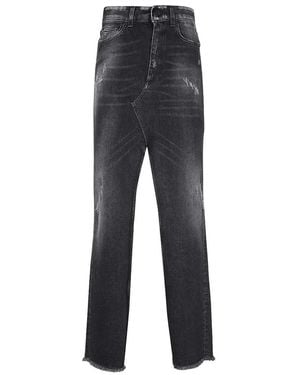 Dondup Slit-Detail Denim Skirt - Gray