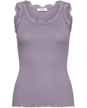 Rosemunde Babette Lace-Trim Ribbed Top - Purple