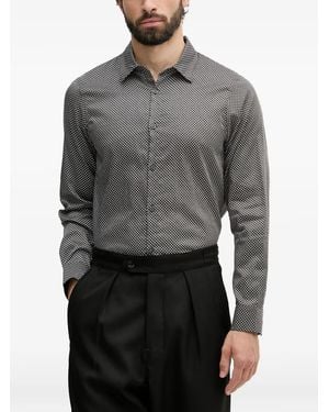 ARMANI EXCHANGE Geometric-Print Long-Sleeve Shirt - Gray