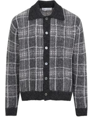 Our Legacy Evening Check-Pattern Knit Cardigan - Gray