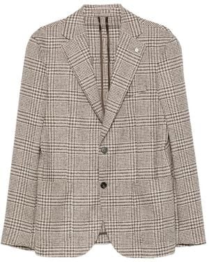 Luigi Bianchi Prince Of Wales Check Blazer - Grey