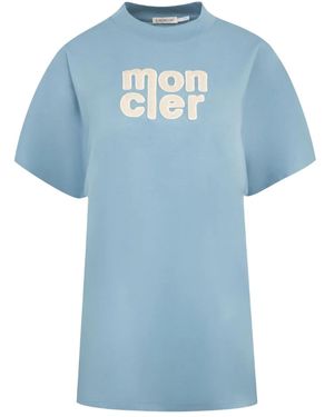 Moncler T-Shirt À Logo Brodé - Bleu