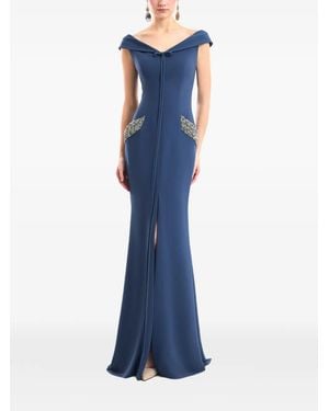 Gemy Maalouf Bow-Detail Bead-Embellished Dress - Blue