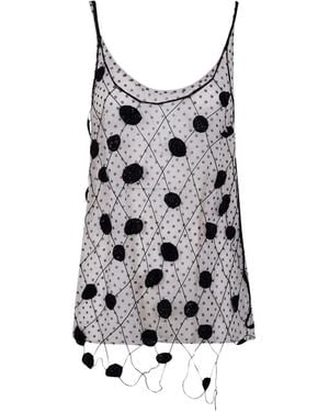 Aviu Polka-Dot Lattice Top - White