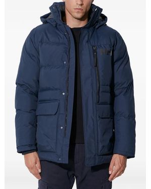 Helly Hansen Wattierte Kapuzenjacke mit Logo - Blau