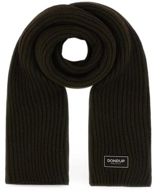 Dondup Gerippter Schal Mit Logo-Patch - Schwarz