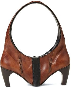 Eden Ten Bootbag Heel-Detail Leather Tote Bag - Brown