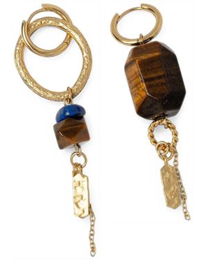 Sessun Toti Stone-Embellished Mismatched Earrings - Metallic