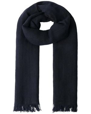 Hackett Herringbone-Pattern Fringed-Edge Scarf - Blue