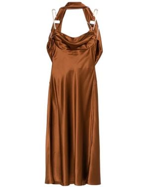 Rebecca Vallance Phoenix Crystal-Embellished Halter-Neck Midi Dress - Brown