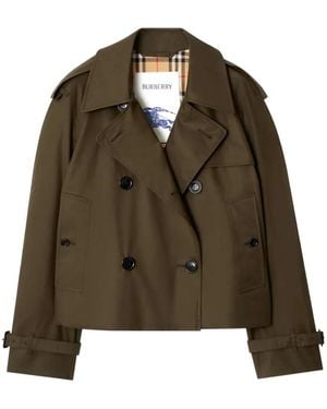 Burberry Double-Breasted Cropped Trench Jacket - Brown