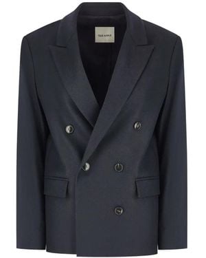 TRUE AVENUE Double-Breasted Peaked-Lapels Blazer - Blue