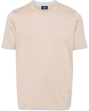 Barba Napoli Contrasting-Trim Cotton T-Shirt - Natural